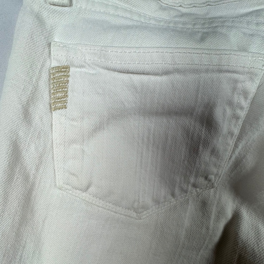 Paige Kylie Crop White Straight Leg Jeans Side Slit Denim Womens Size 27 - Picture 5 of 8